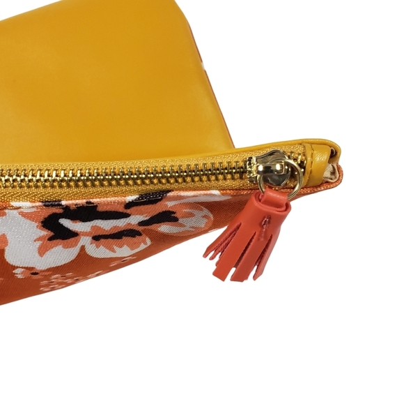 Rachel Pally Zahara Orange Reversible Floral Print Faux Leather Clutch Bag Purse - Picture 6 of 12